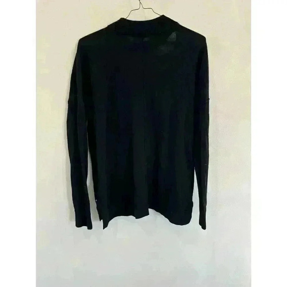 Whistles Women’s Medium M Pullover Black 100% Merino Wool Long Sleeve Vneck - Picture 2 of 3